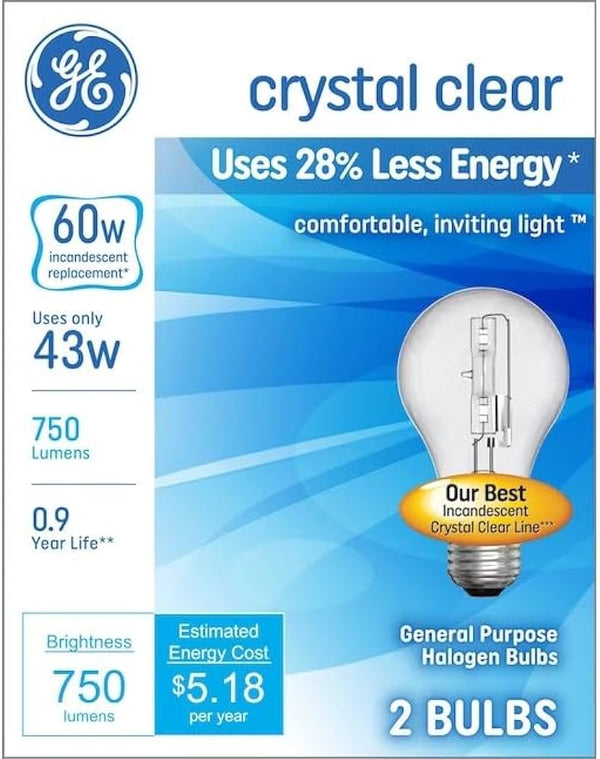 GE BULB 60 WATT 6PK/2 BULBS