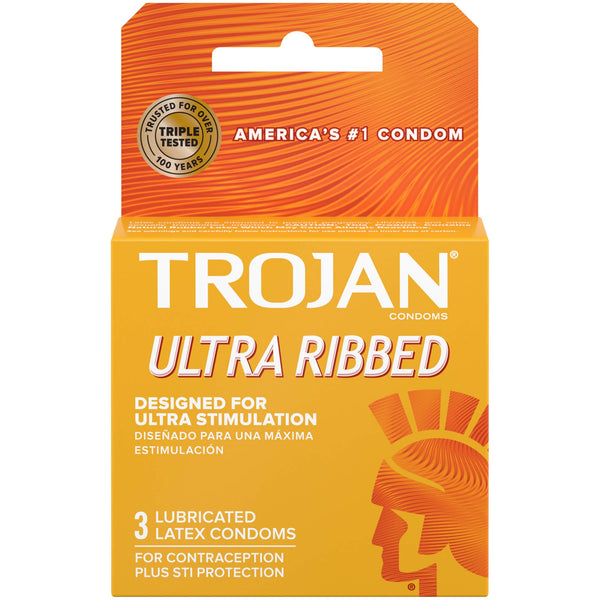 TROJAN ULTRA RIBBED LUB ORANGE