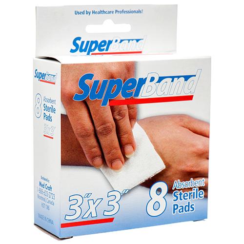 SUPERBAND 3"X3" 8 STERILE PADS