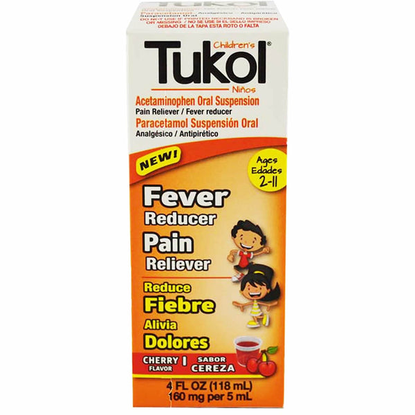 TUKOL CHILDREN FEVER/PAIN 4 OZ  UPC 650066001574