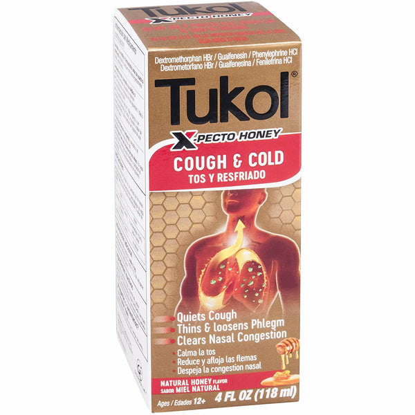 TUKOL XPECTO HONEY COUGH & COLD 4 OZ UPC 650066000430